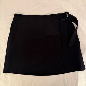SPANX Black Faux Wrap Mini Skirt with Belt